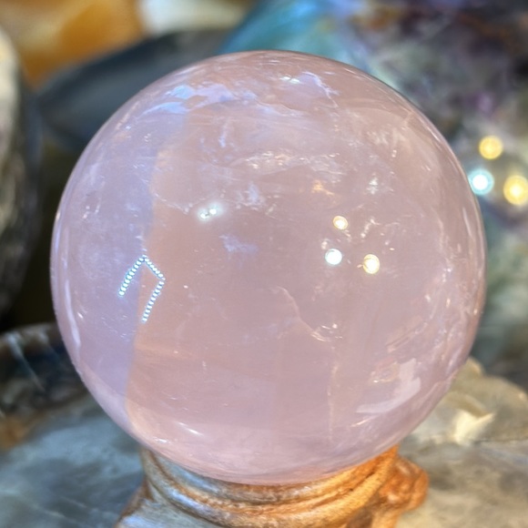 🔥SALE🔥 Star Rose Quartz Sphere! Watch The Video! Sparkles And A Rainbow! - Picture 9 of 12